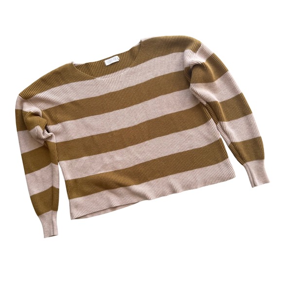 ROOLEE Striped Sweater Womens XS Ribbed Knit Pullover Boho Minimalist Oversized - Picture 3 of 7